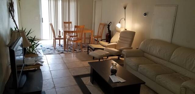 Furnished living room in University Commons apartment